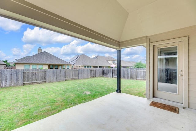 view of yard with a fenced backyard and a patio area