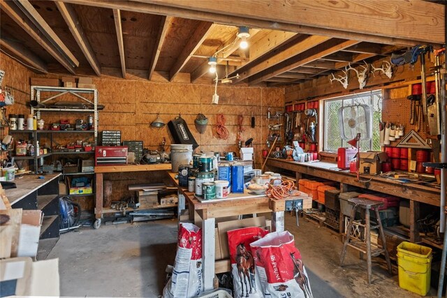 interior space with a workshop area