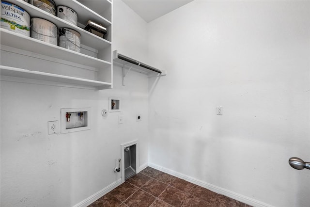 349 Eagle Brook Ln, Buda, TX 78610 - laundry room featuring hookup for a gas dryer, hookup for a washing machine, electric dryer hookup, and baseboards