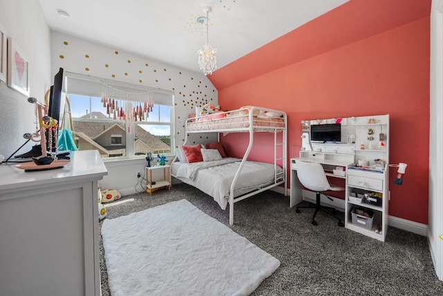 19600 Summit Glory Trl, Spicewood, TX 78669 - carpeted bedroom with baseboards and lofted ceiling