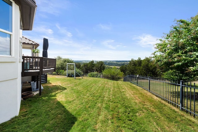 19600 Summit Glory Trl, Spicewood, TX 78669 - view of yard featuring fence and a wooden deck