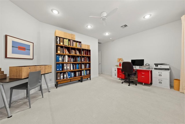 7921 W Rim Dr, Austin, TX 78731 - carpeted office space featuring recessed lighting and ceiling fan