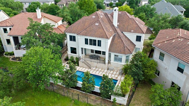 7921 W Rim Dr, Austin, TX 78731 - aerial view of residential area with a pool