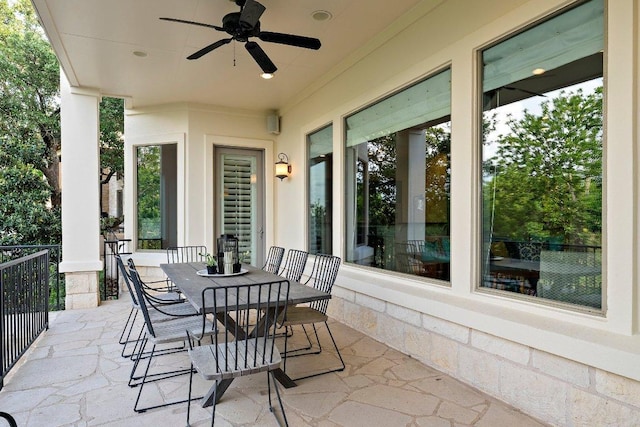 7921 W Rim Dr, Austin, TX 78731 - view of patio featuring a ceiling fan and outdoor dining area