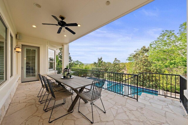 7921 W Rim Dr, Austin, TX 78731 - view of patio / terrace featuring a ceiling fan