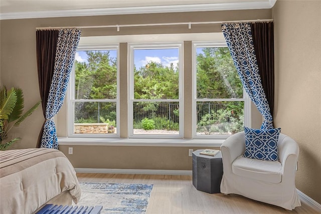 1725 Buttercup Creek Blvd, Cedar Park, TX 78613 - bedroom with baseboards, wood finished floors, and ornamental molding