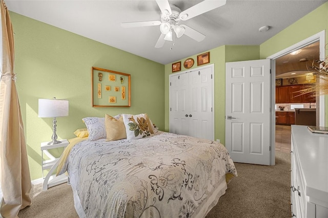 1725 Buttercup Creek Blvd, Cedar Park, TX 78613 - bedroom featuring carpet, a closet, and a ceiling fan