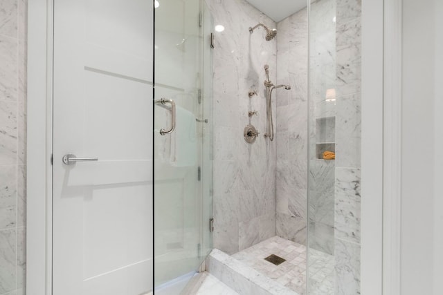 bathroom with a stall shower