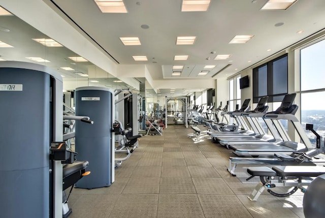 workout area with a wealth of natural light