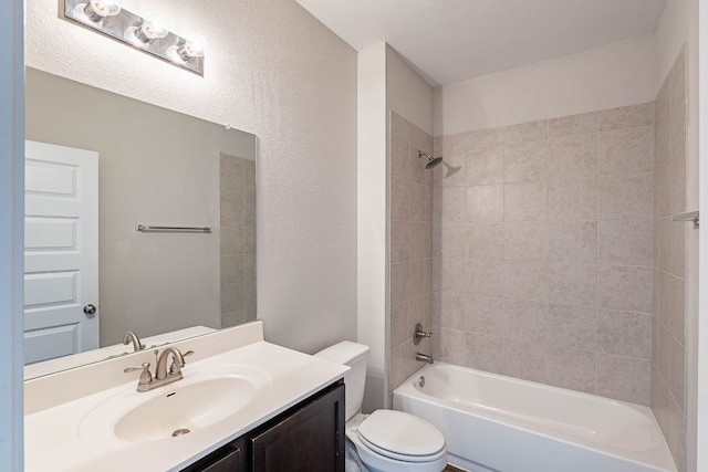 5816 Monmarte Cv, Austin, TX 78744 - bathroom with toilet, vanity, and shower / washtub combination