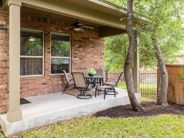 9550 Savannah Ridge Dr Unit 43, Austin, TX 78726 - view of patio / terrace with ceiling fan and outdoor dining area