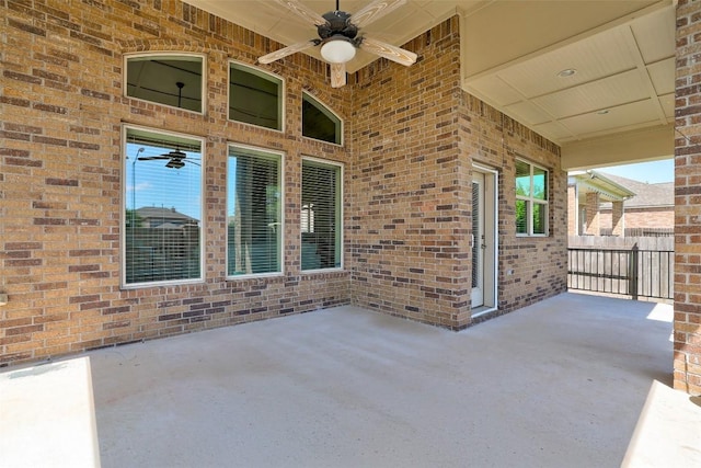 view of patio with a ceiling fan