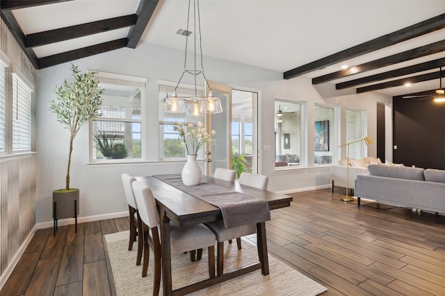 16720 Horondelle Dr, Austin, TX 78738 - dining area with baseboards, dark wood-style floors, and ceiling fan