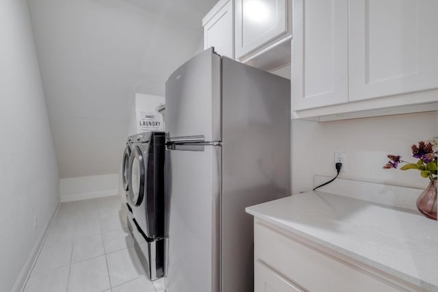 3908 Logan Ridge Dr, Cedar Park, TX 78613 - washroom with independent washer and dryer, cabinet space, and light tile patterned floors