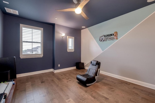 3908 Logan Ridge Dr, Cedar Park, TX 78613 - unfurnished room featuring a ceiling fan, wood finished floors, and baseboards