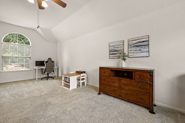 2104 Faldo Ln, Round Rock, TX 78664 - carpeted office space featuring a ceiling fan and vaulted ceiling