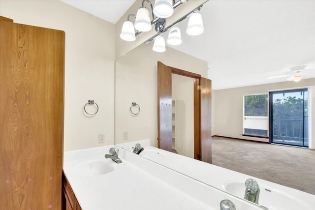 2015 Mistywood Dr, Austin, TX 78746 - bathroom featuring vanity and ceiling fan