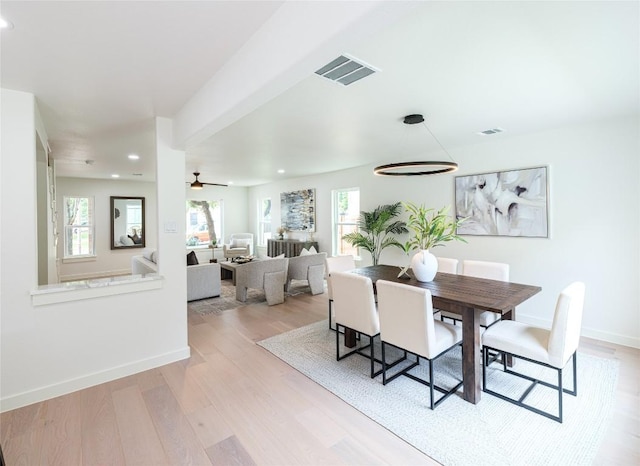 11224 Pickard Ln, Austin, TX 78748 - dining space featuring plenty of natural light, recessed lighting, light wood finished floors, and ceiling fan