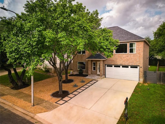 11224 Pickard Ln, Austin, TX 78748 - view of front facade featuring concrete driveway, a garage, brick siding, and a shingled roof