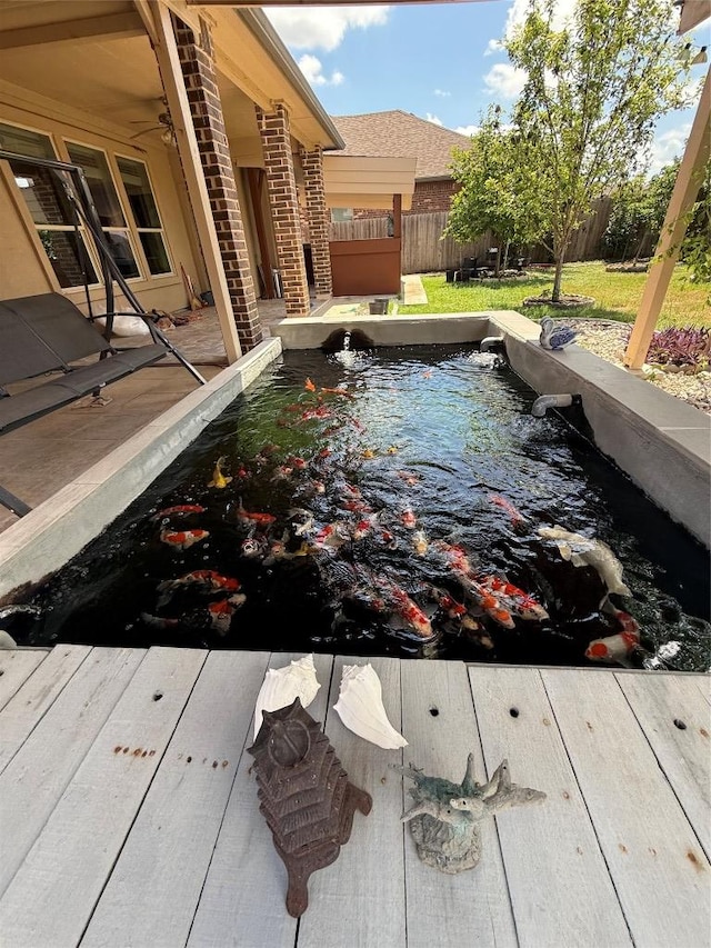 view of pool featuring a fenced backyard and a pool