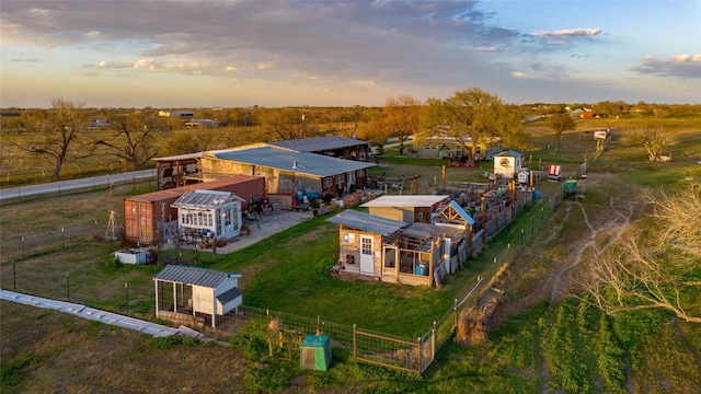 view of aerial view at dusk