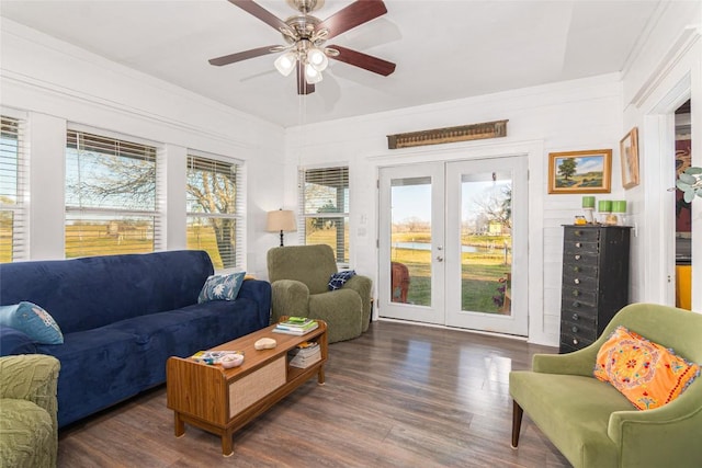 sunroom featuring french doors