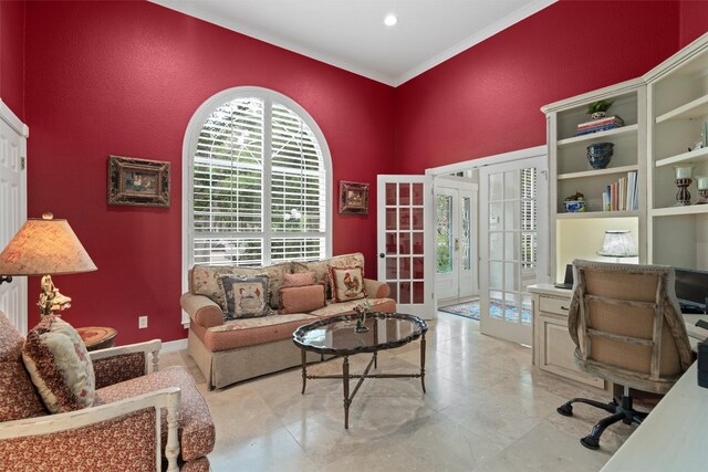 1901 Plantation Ct, Round Rock, TX 78681 - office space featuring french doors and crown molding