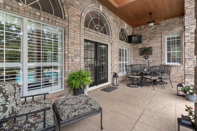 1901 Plantation Ct, Round Rock, TX 78681 - view of patio / terrace with a ceiling fan, french doors, and outdoor dining space