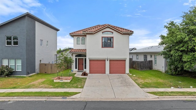 6006 Seville Dr, Austin, TX 78724 - mediterranean / spanish-style home featuring a tile roof, an attached garage, driveway, and stucco siding