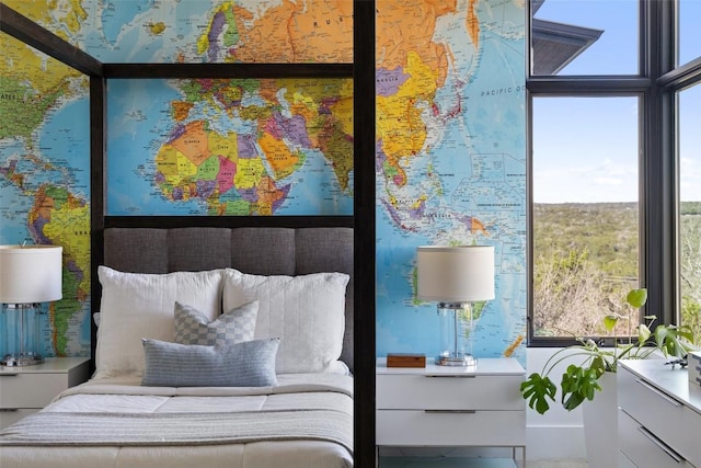 interior space with expansive windows