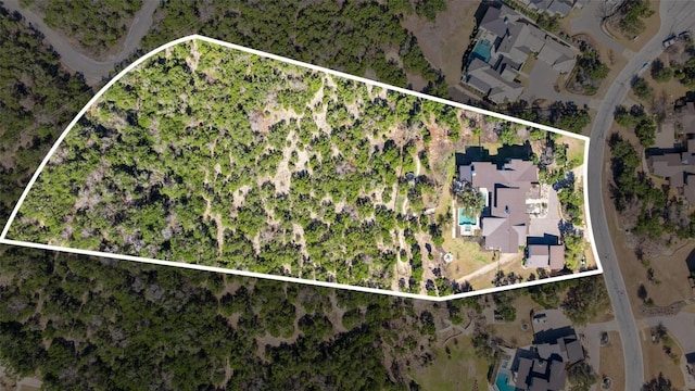 8701 Acuarela Ct, Austin, TX 78735 - aerial view of property's location with property parcel outlined and a pool