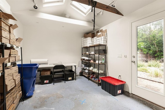 storage area featuring a skylight