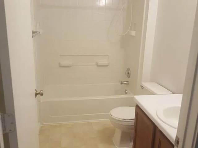 full bath with vanity, toilet, and tub / shower combination