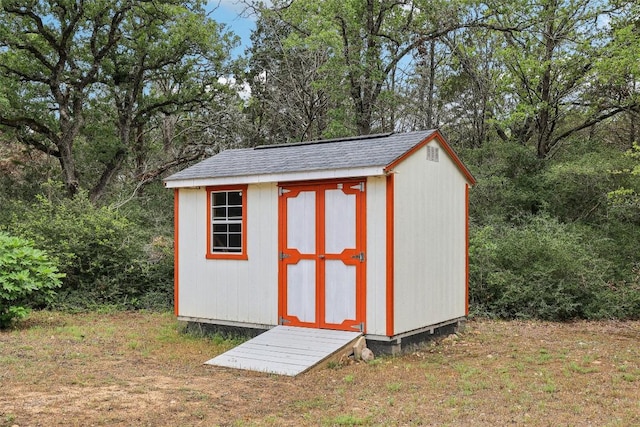 view of shed
