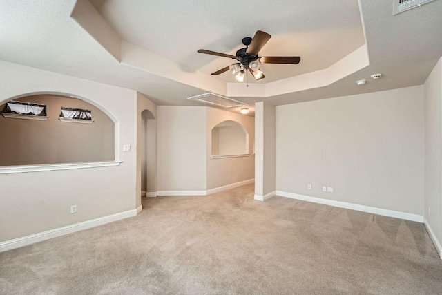404 Scarlet Maple Dr, Cedar Park, TX 78613 - carpeted empty room with a raised ceiling, ceiling fan, and baseboards