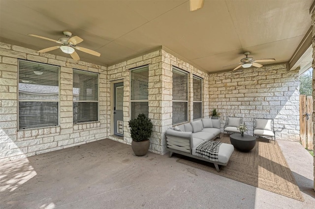 404 Scarlet Maple Dr, Cedar Park, TX 78613 - view of patio / terrace with a ceiling fan and outdoor lounge area
