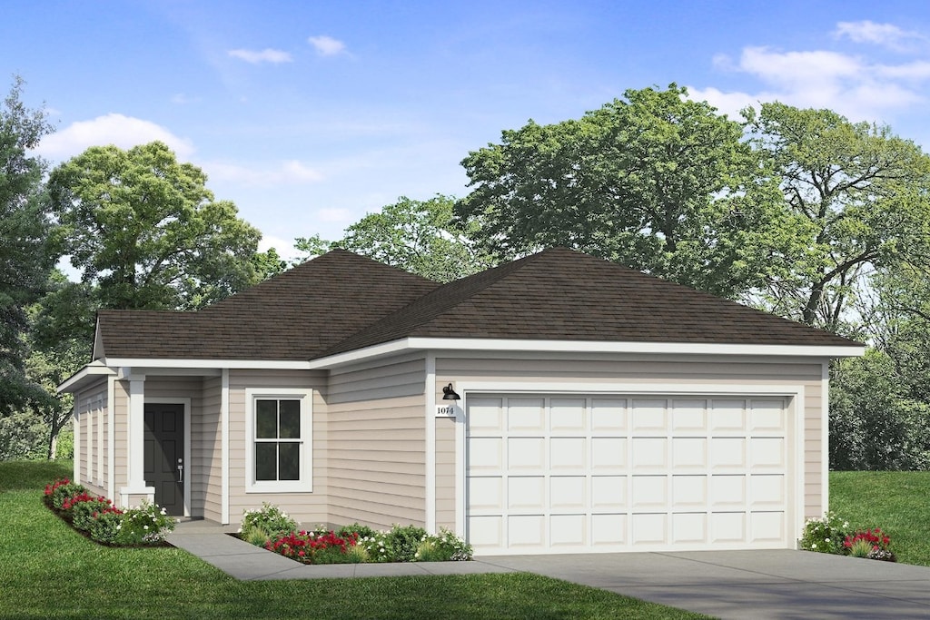 264 Estallo Way, Maxwell, TX 78656 - view of front facade featuring driveway, an attached garage, and roof with shingles