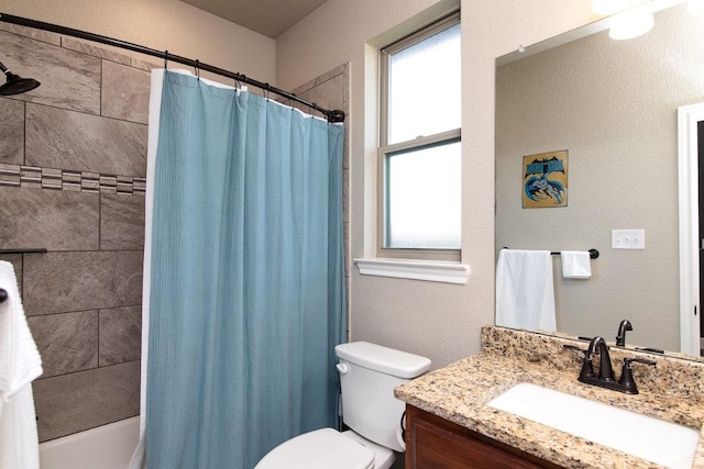 1066 Vista Dr, Salado, TX 76571 - bathroom with vanity, toilet, and shower / bath combo with shower curtain