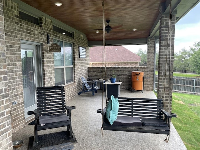 1066 Vista Dr, Salado, TX 76571 - view of patio / terrace with fence and ceiling fan