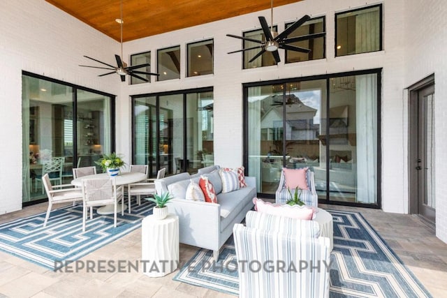 view of patio / terrace with an outdoor hangout area and ceiling fan