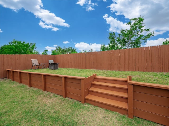 view of yard featuring a fenced backyard