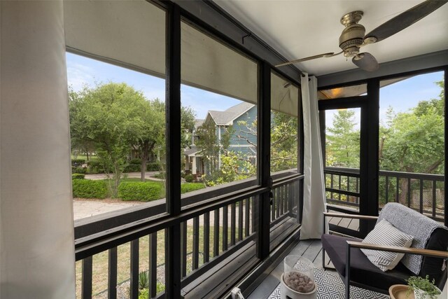 1712 Mccoy Pl, Georgetown, TX 78626 - sunroom featuring ceiling fan and plenty of natural light