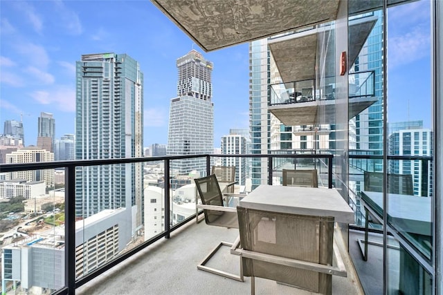 balcony with a view of city