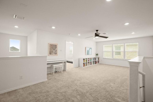 1625 Stinnett Dr, Leander, TX 78641 - game room featuring carpet, recessed lighting, and visible vents