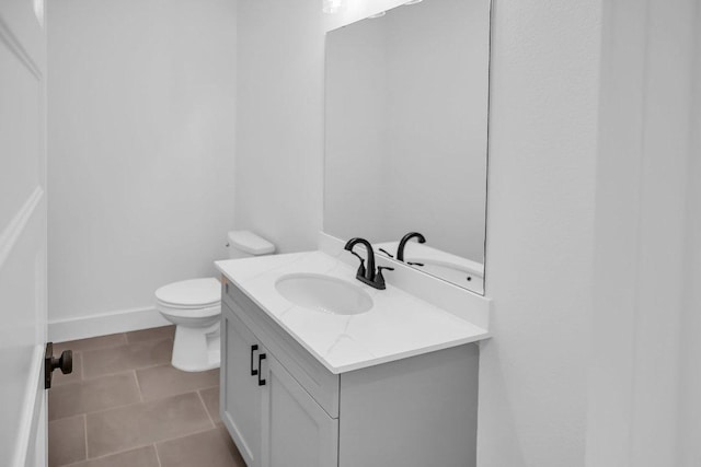 309 Alabaster, Horseshoe Bay, TX 78657 - half bath featuring vanity, tile patterned floors, and toilet