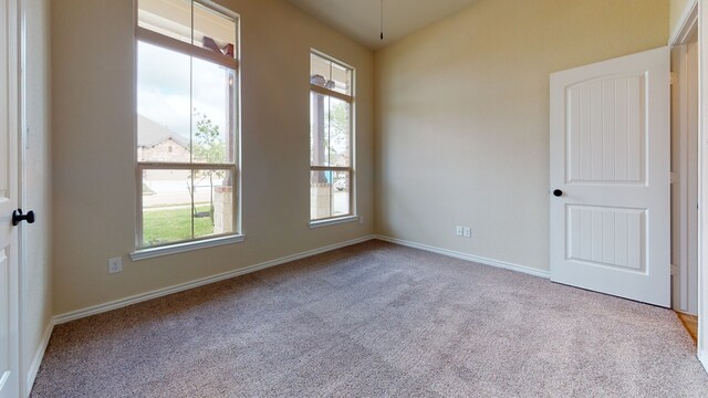 carpeted empty room with baseboards and a wealth of natural light