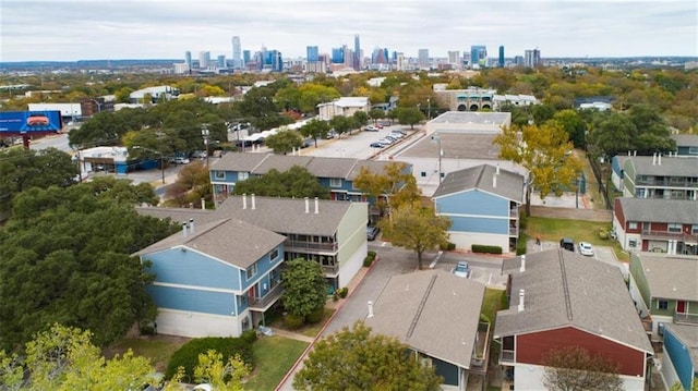 drone / aerial view featuring a city view