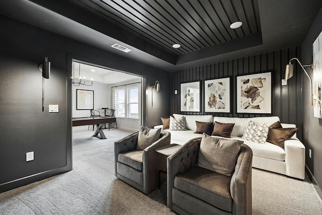 1220 Summer Moon Dr, Georgetown, TX 78628 - home theater with carpet floors and a raised ceiling