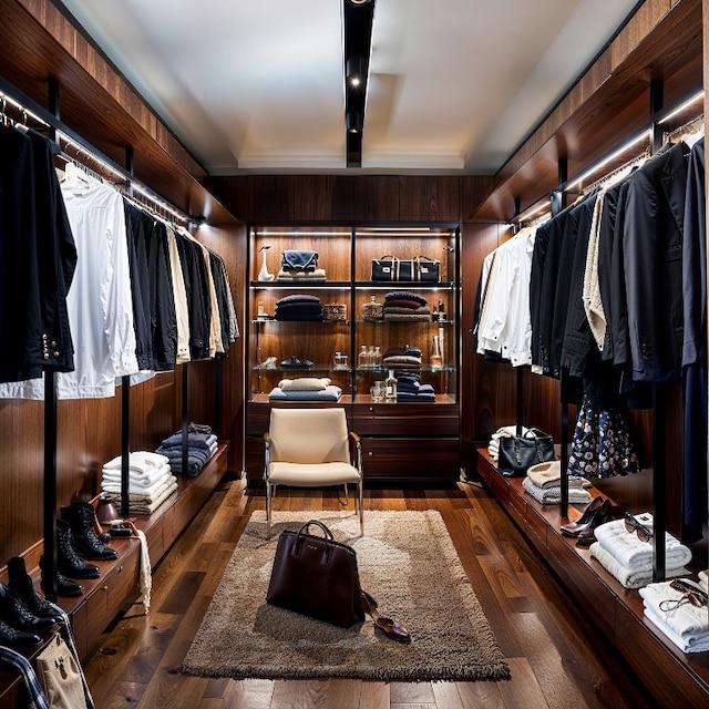 walk in closet featuring wood finished floors
