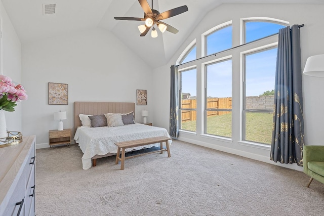 1504 Caylea Bluff Ln, Georgetown, TX 78628 - bedroom with lofted ceiling, carpet floors, multiple windows, and ceiling fan